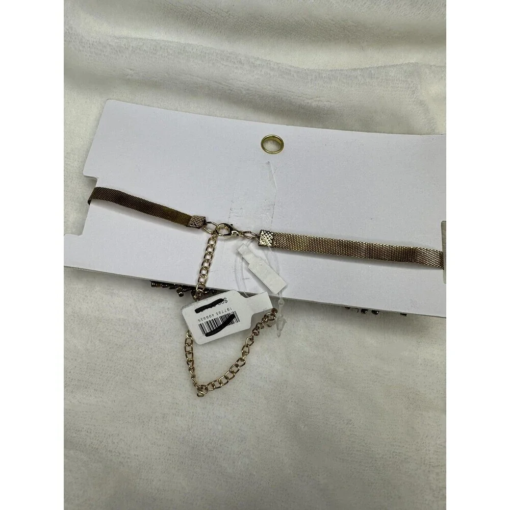 NEW Free People Backstage Pass Bow Choker in Brown Bronze Beaded Coquette Glam